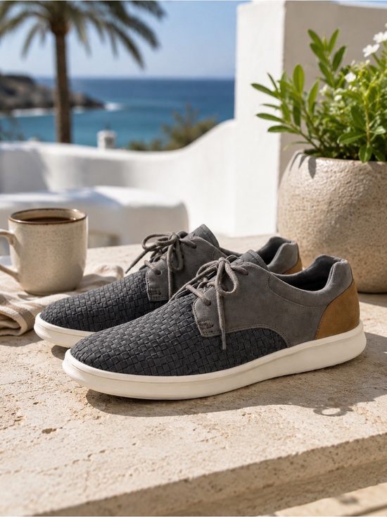 UGG Other - UGG Hepner Men’s 8.5 Woven Casual Shoes Gray Leather Suede Comfort